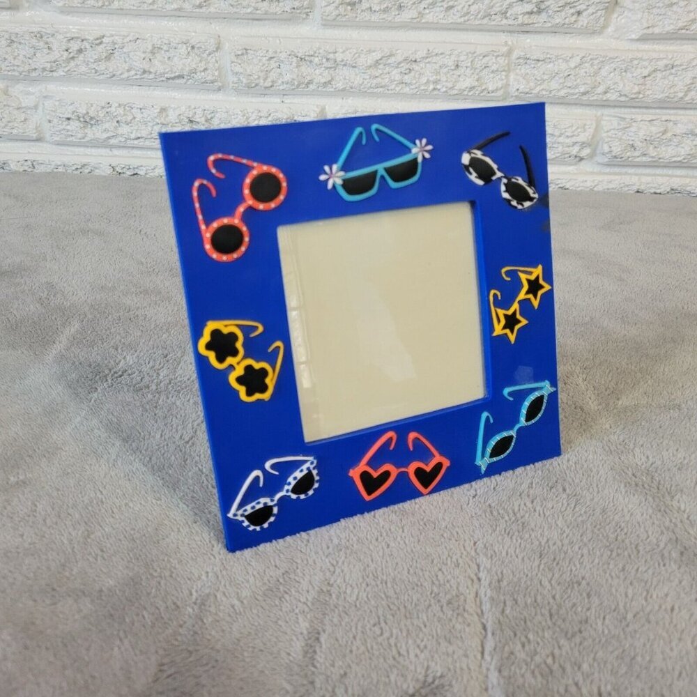 Blue Patterned 3D Photo Frame 3.5x3.5 Square Picture Frame Summer Decor S74E